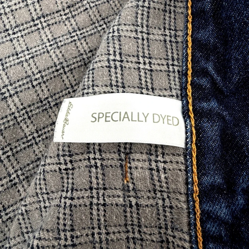 Eddie Bauer Straight Fit Jeans Mens 36x32 Dark Wash Blue Flannel Lined